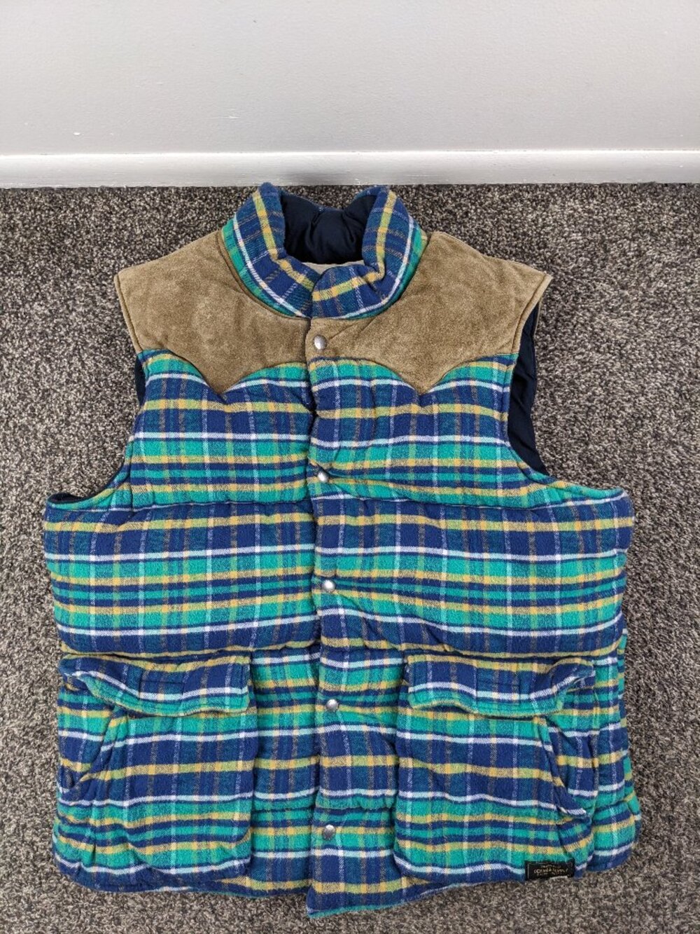 Denim & Supply Ralph Lauren Vest Western Indian Madras Plaid Hunting Mens Large